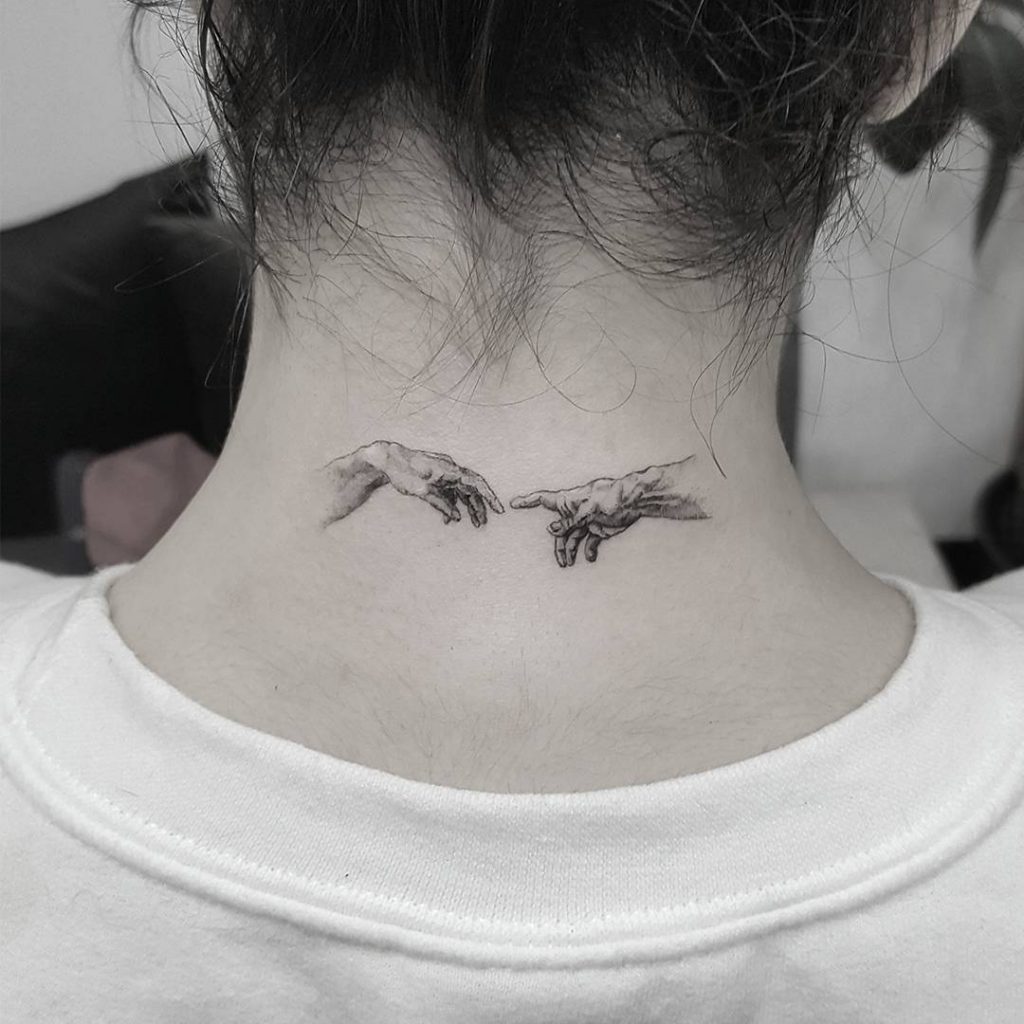 Creation of Adam Neck Tattoo