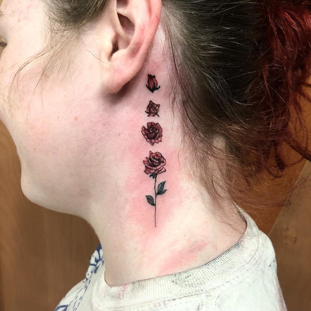 Rose Progression Neck Tattoo