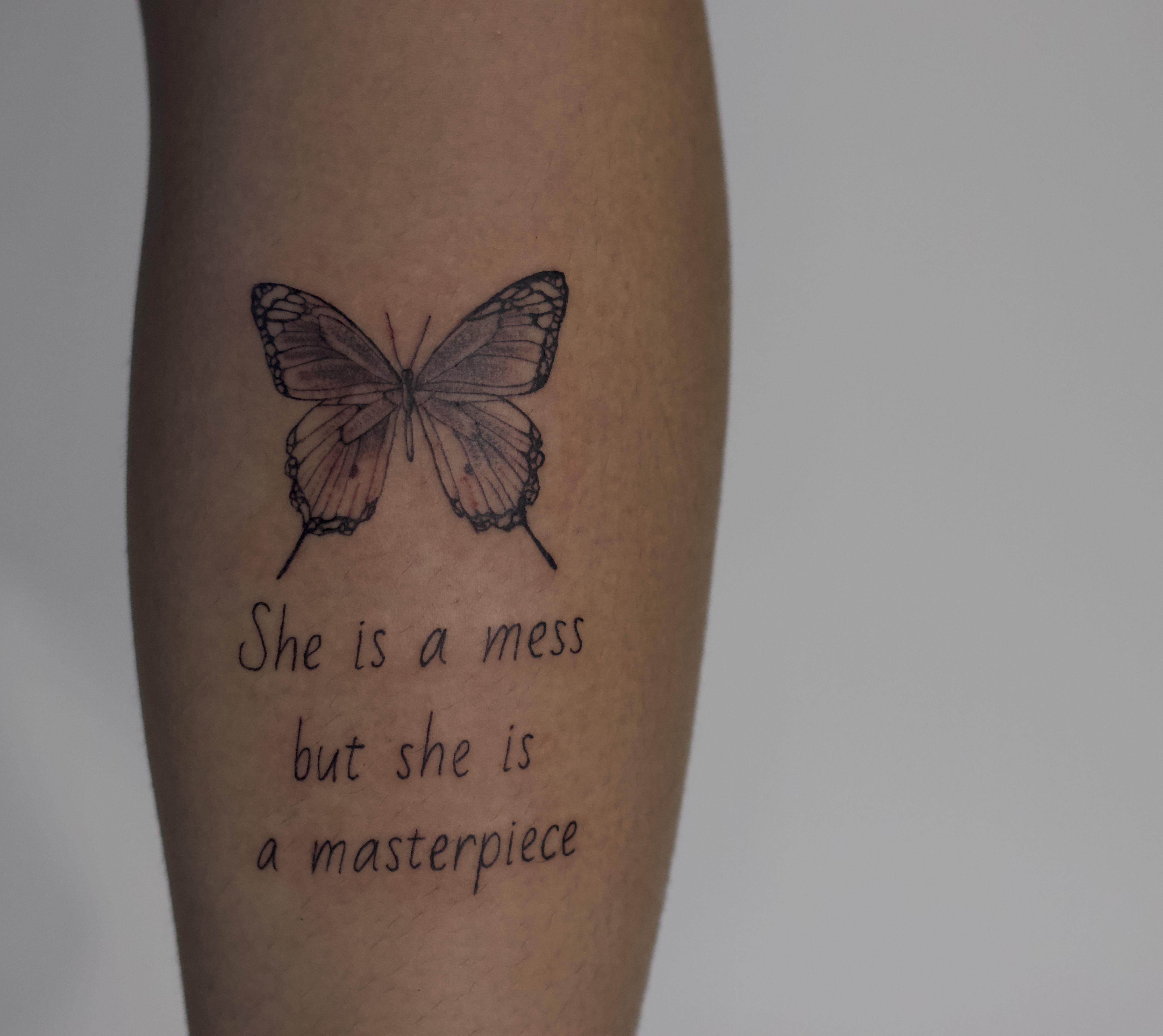 Butterfly and script